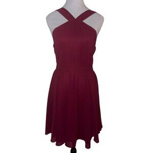 Lulus Burgundy Forevermore Sleeveless Skater Dress Size S
